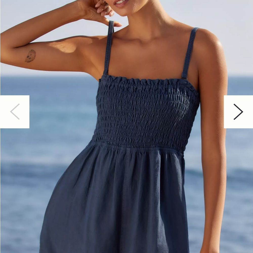 Pilcro Smocked Romper Teal Blue XXS